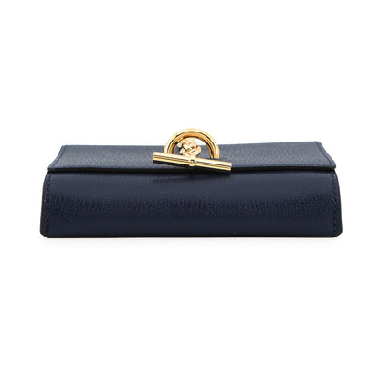 HERMES Chaine d'Ancre Compact Blue Saphir Chevre Myzore Goatskin
