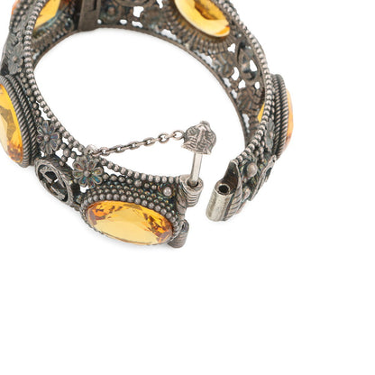 GUCCI Interlocking G Flower Bangle Size 17 Silver/Yellow SV925