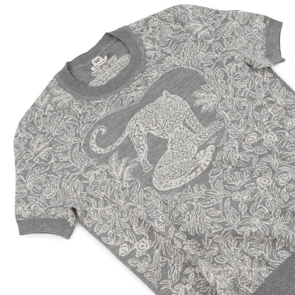 HERMES Jungle Love Short Sleeve Knit Size 38 Gray/White Cashmere46% Silk46% Nylon8%