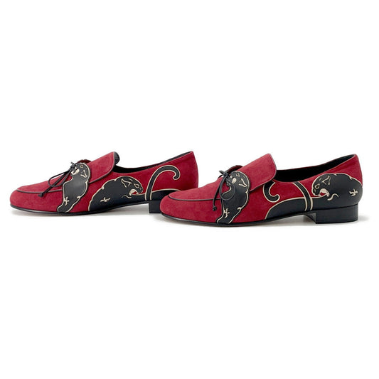 Valentino Garavani Panther Loafers Red/BlackNW1S0D22JHW suede Size 37 1/2