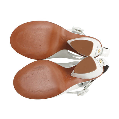 LOUIS VUITTON Trinity Line Heel Sandals White Leather Size 36