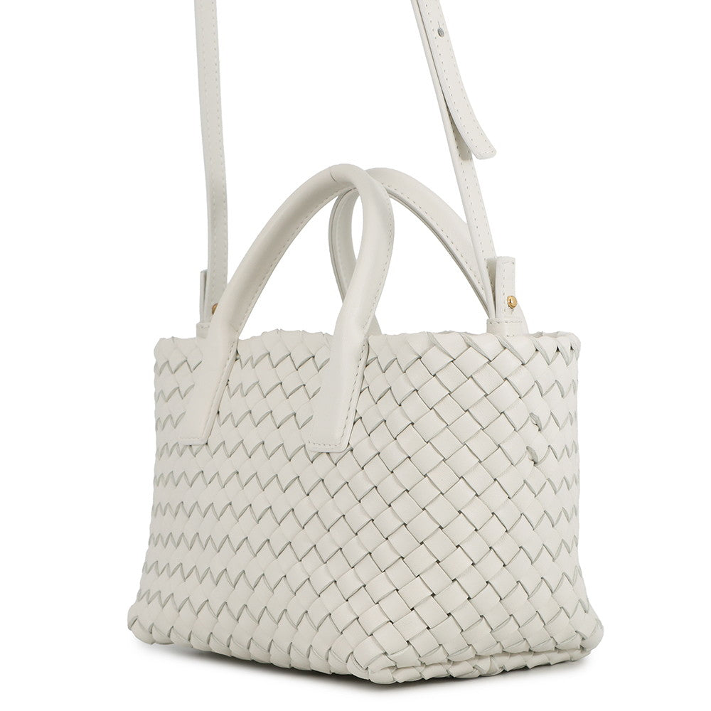 Bottega Veneta INTRECCIATO Cabas White777608 Leather Size Mini
