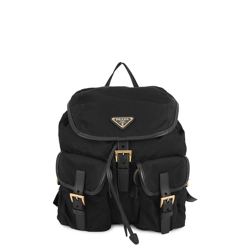 PRADA Triangle With logo Backpack BlackBZ0030 Nylon Leather