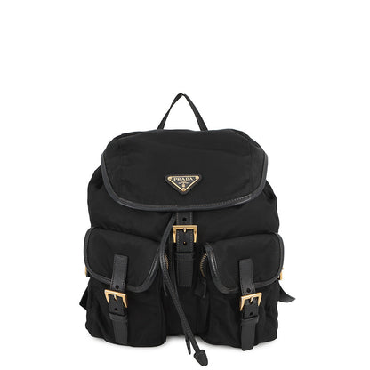 PRADA Triangle With logo Backpack BlackBZ0030 Nylon Leather