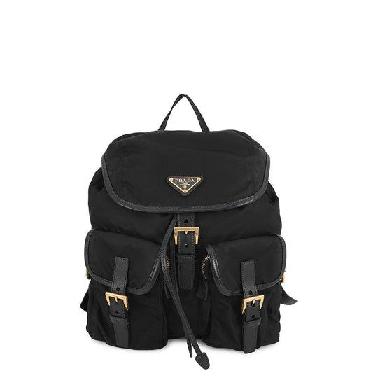 PRADA Triangle With logo Backpack BlackBZ0030 Nylon Leather
