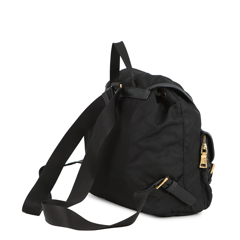 PRADA Triangle With logo Backpack BlackBZ0030 Nylon Leather