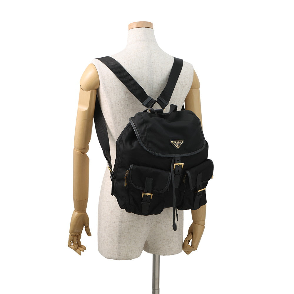 PRADA Triangle With logo Backpack BlackBZ0030 Nylon Leather
