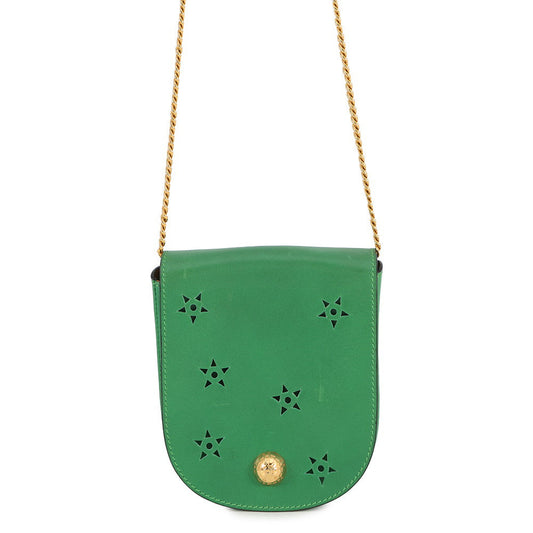 CELINE Star Ball ChainShoulder Bag Green Leather