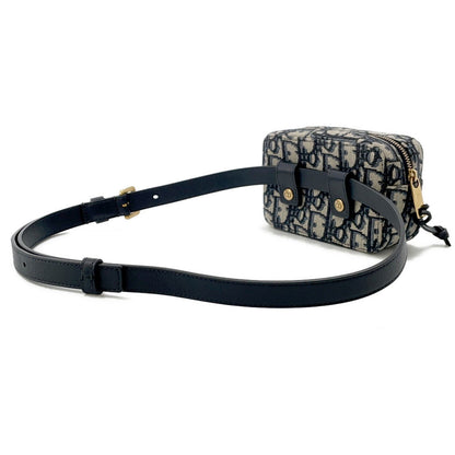 Dior Oblique Jacquard Waist Bag Navy/BeigeS5446CTZQ Canvas Leather Size Mini