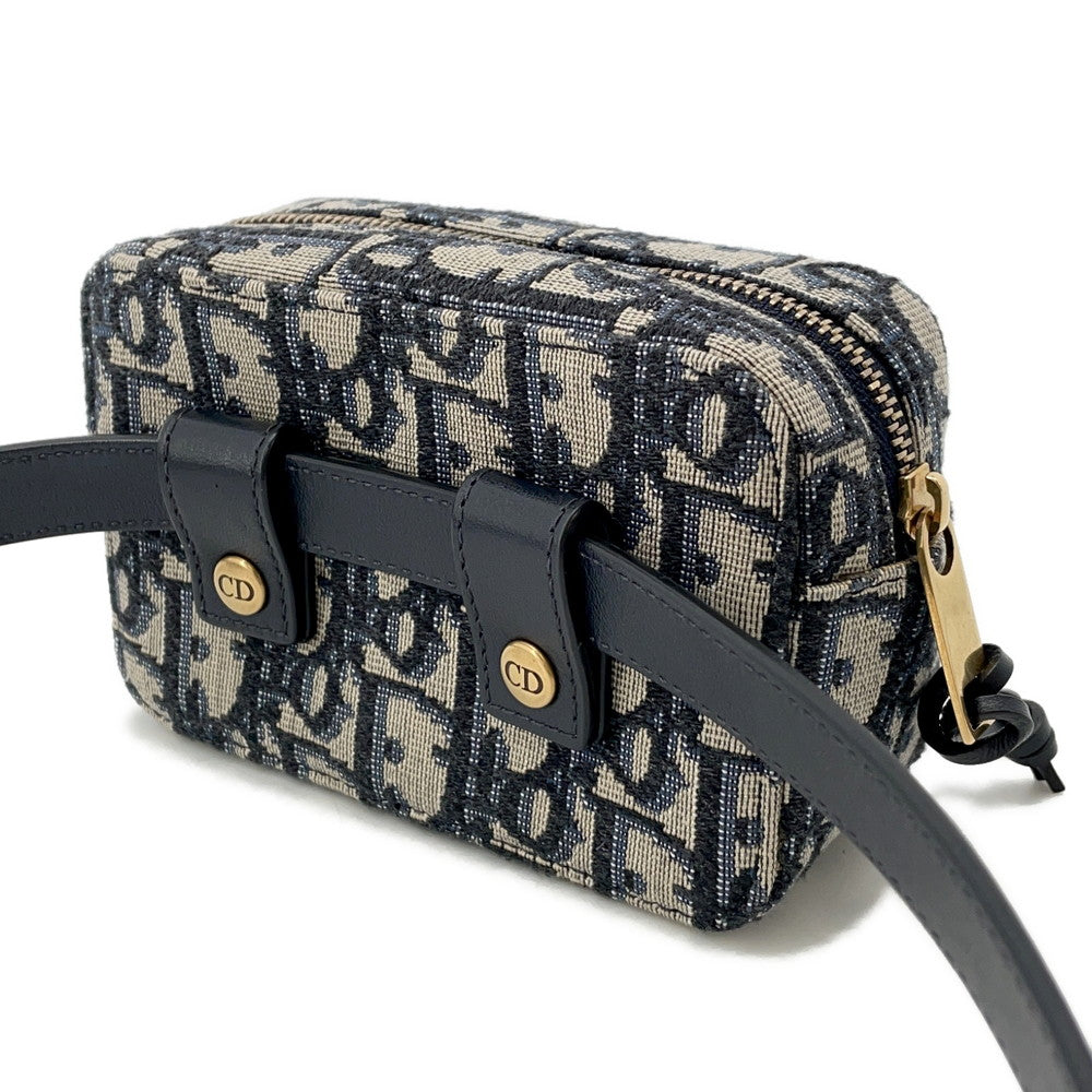Dior Oblique Jacquard Waist Bag Navy/BeigeS5446CTZQ Canvas Leather Size Mini