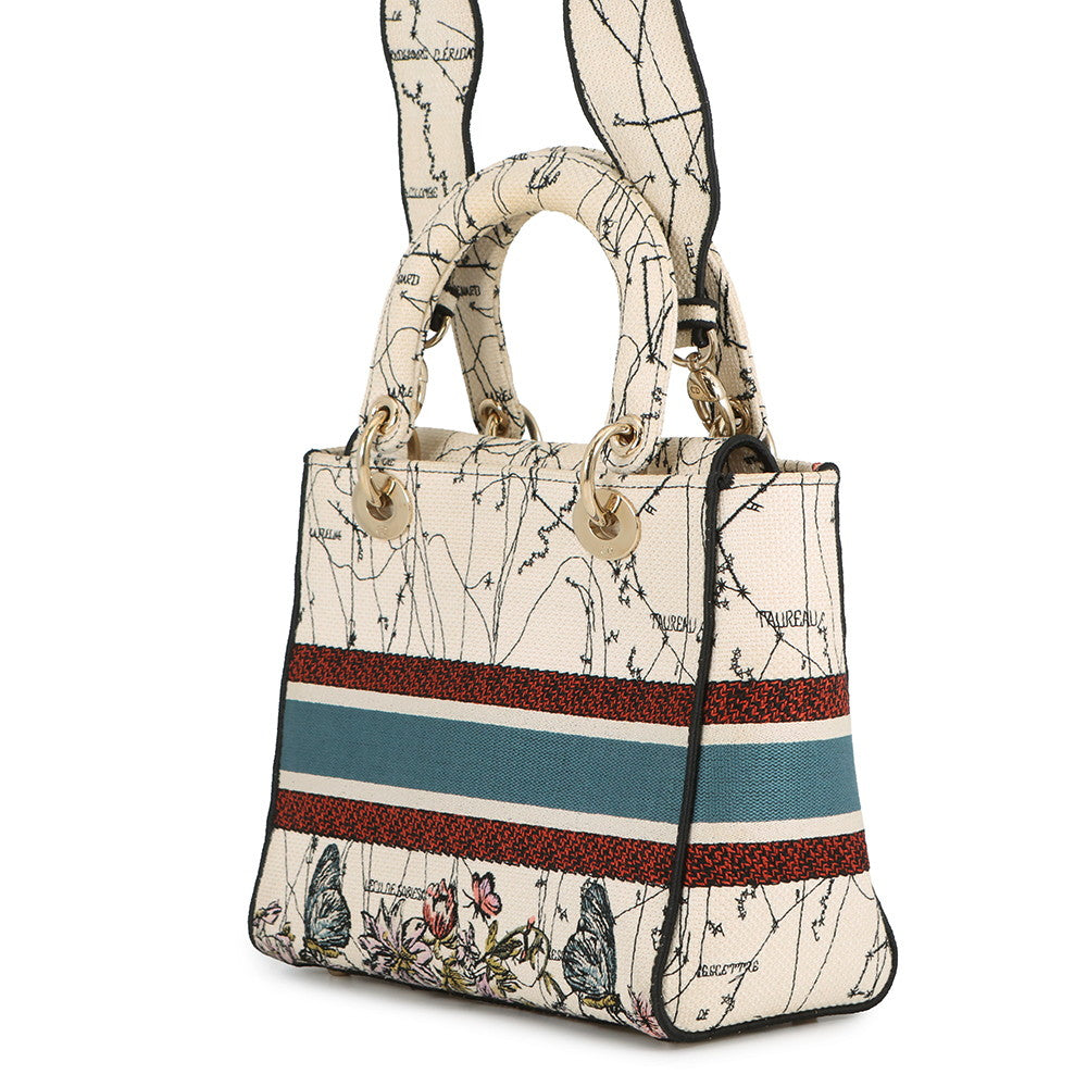 Dior LADY D-LITE 2WAYHandbag White/MulticolorM0565ORHP Canvas Size Medium