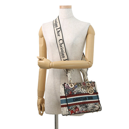 Dior LADY D-LITE 2WAYHandbag White/MulticolorM0565ORHP Canvas Size Medium