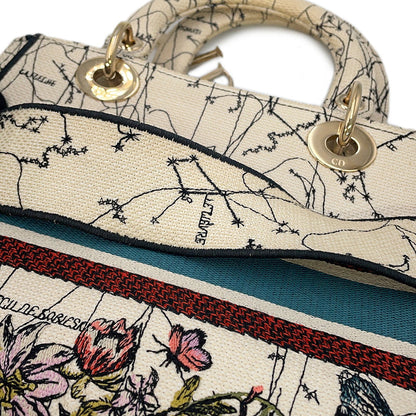 Dior LADY D-LITE 2WAYHandbag White/MulticolorM0565ORHP Canvas Size Medium