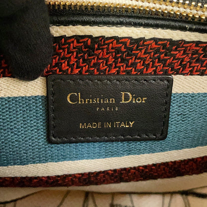 Dior LADY D-LITE 2WAYHandbag White/MulticolorM0565ORHP Canvas Size Medium