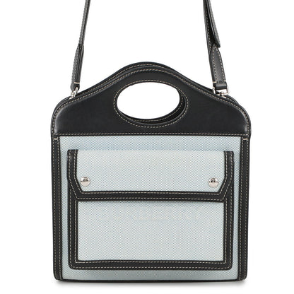 BURBERRY Pocket 2way Handbag Blue/Black8039101 Canvas Leather Size Mini