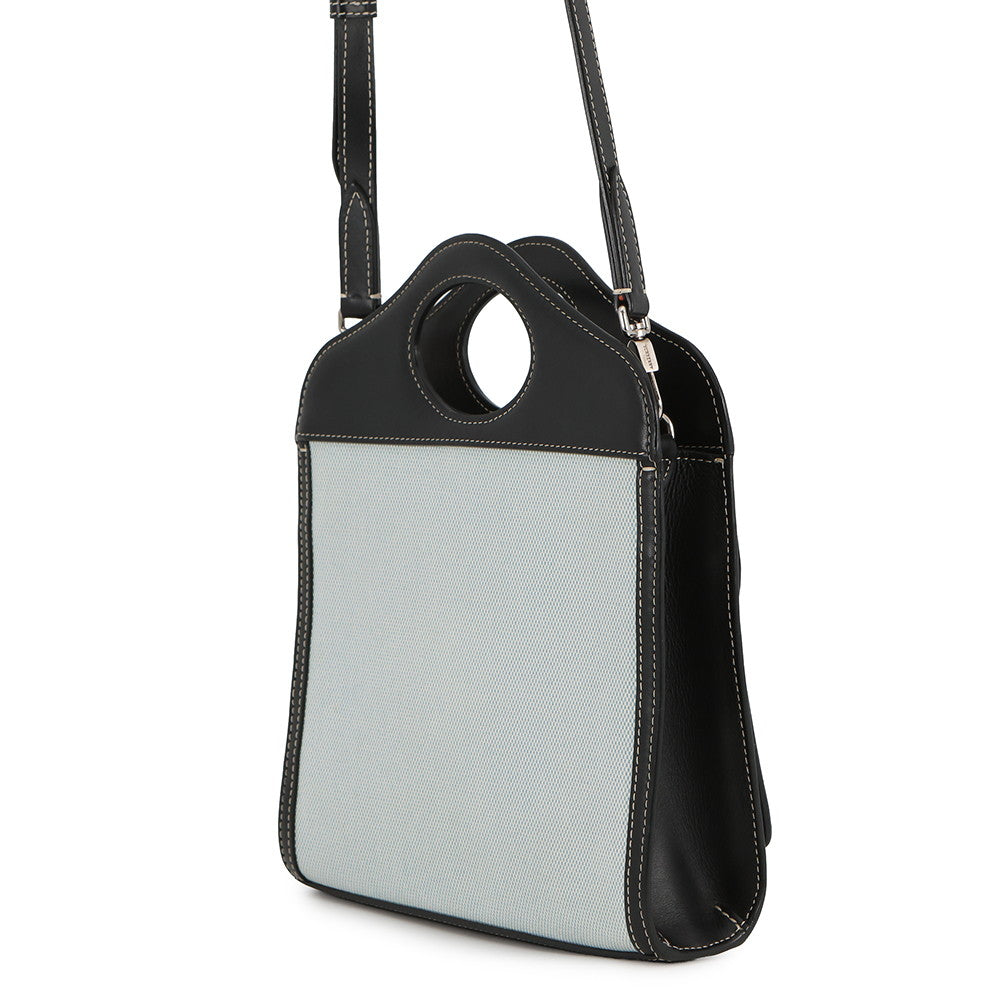 BURBERRY Pocket 2way Handbag Blue/Black8039101 Canvas Leather Size Mini