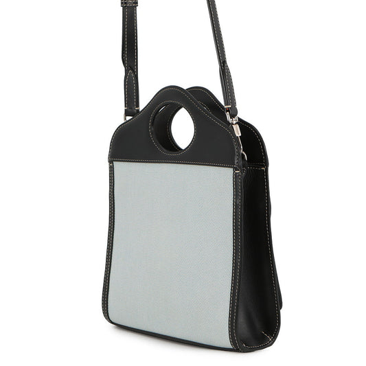 BURBERRY Pocket 2way Handbag Blue/Black8039101 Canvas Leather Size Mini