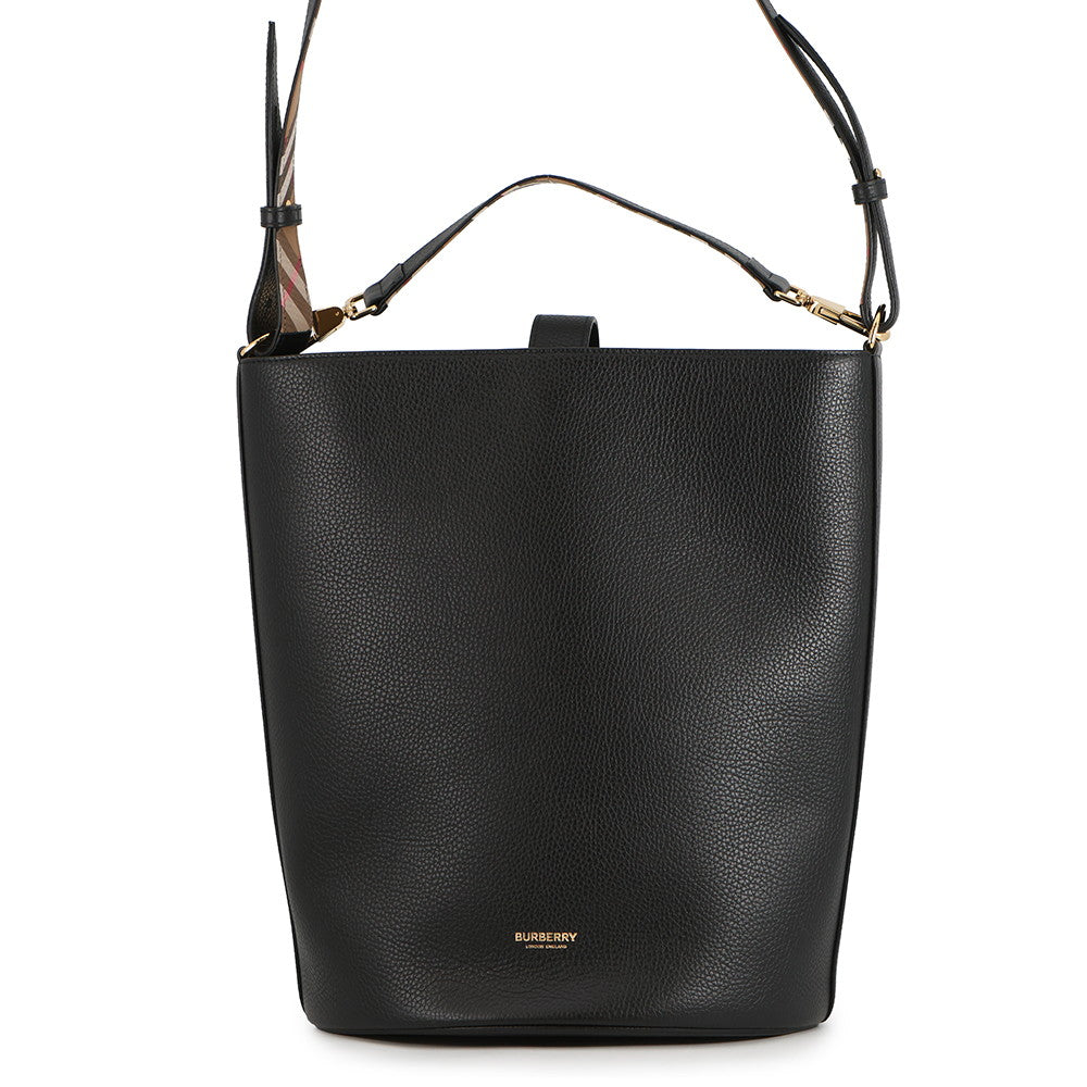 BURBERRY Bucket Bag Black/Beige8084036 Leather Size Medium