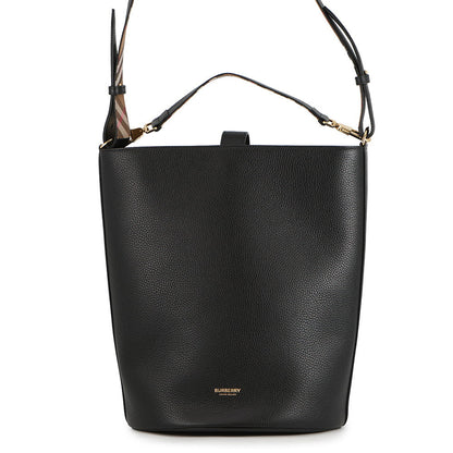 BURBERRY Bucket Bag Black/Beige8084036 Leather Size Medium
