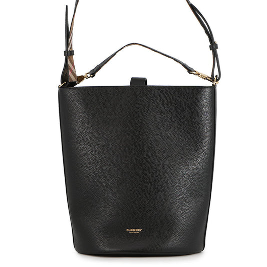 BURBERRY Bucket Bag Black/Beige8084036 Leather Size Medium