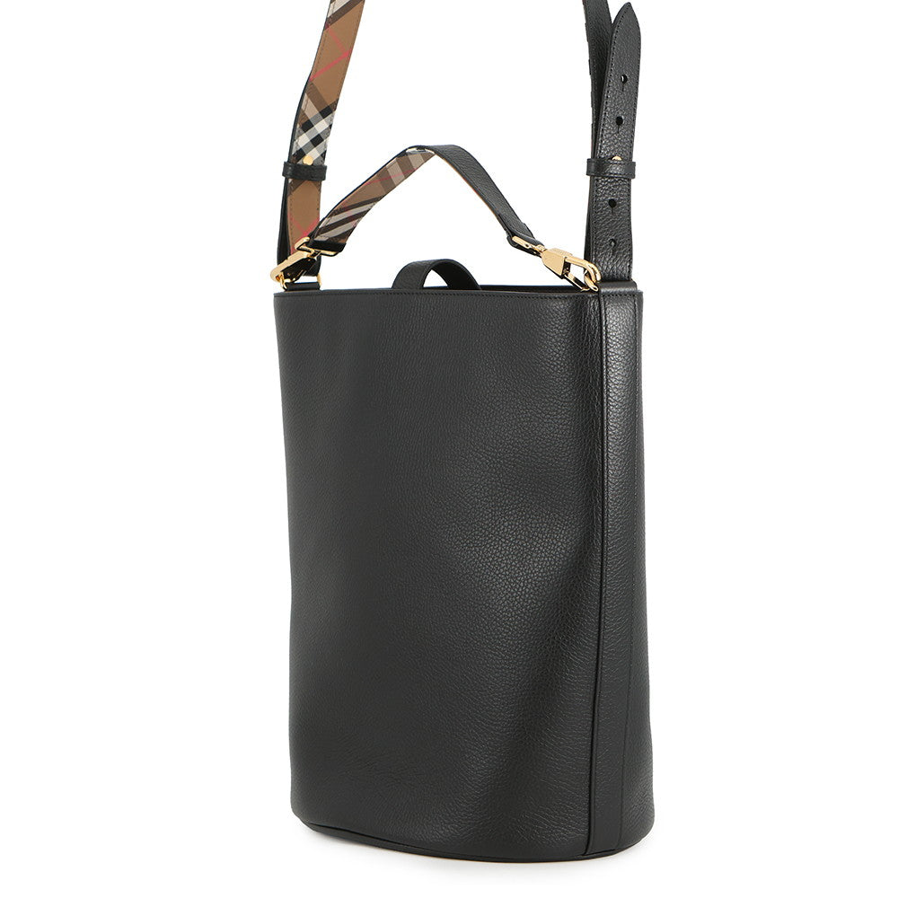 BURBERRY Bucket Bag Black/Beige8084036 Leather Size Medium