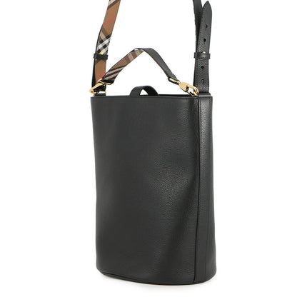 BURBERRY Bucket Bag Black/Beige8084036 Leather Size Medium