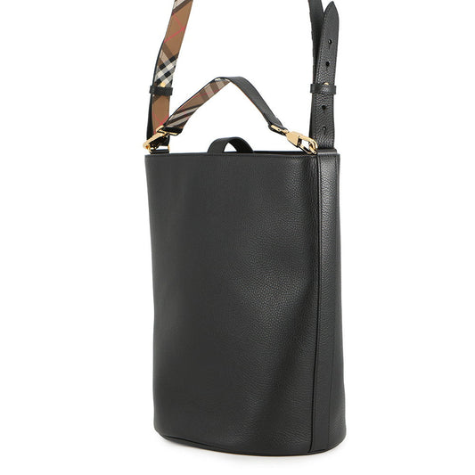 BURBERRY Bucket Bag Black/Beige8084036 Leather Size Medium