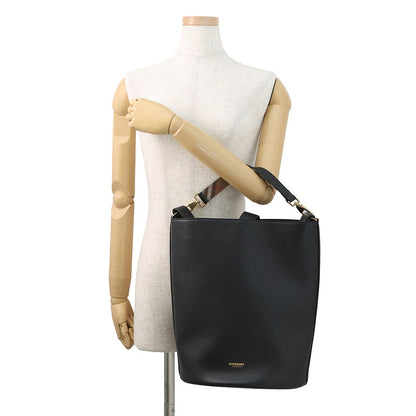 BURBERRY Bucket Bag Black/Beige8084036 Leather Size Medium