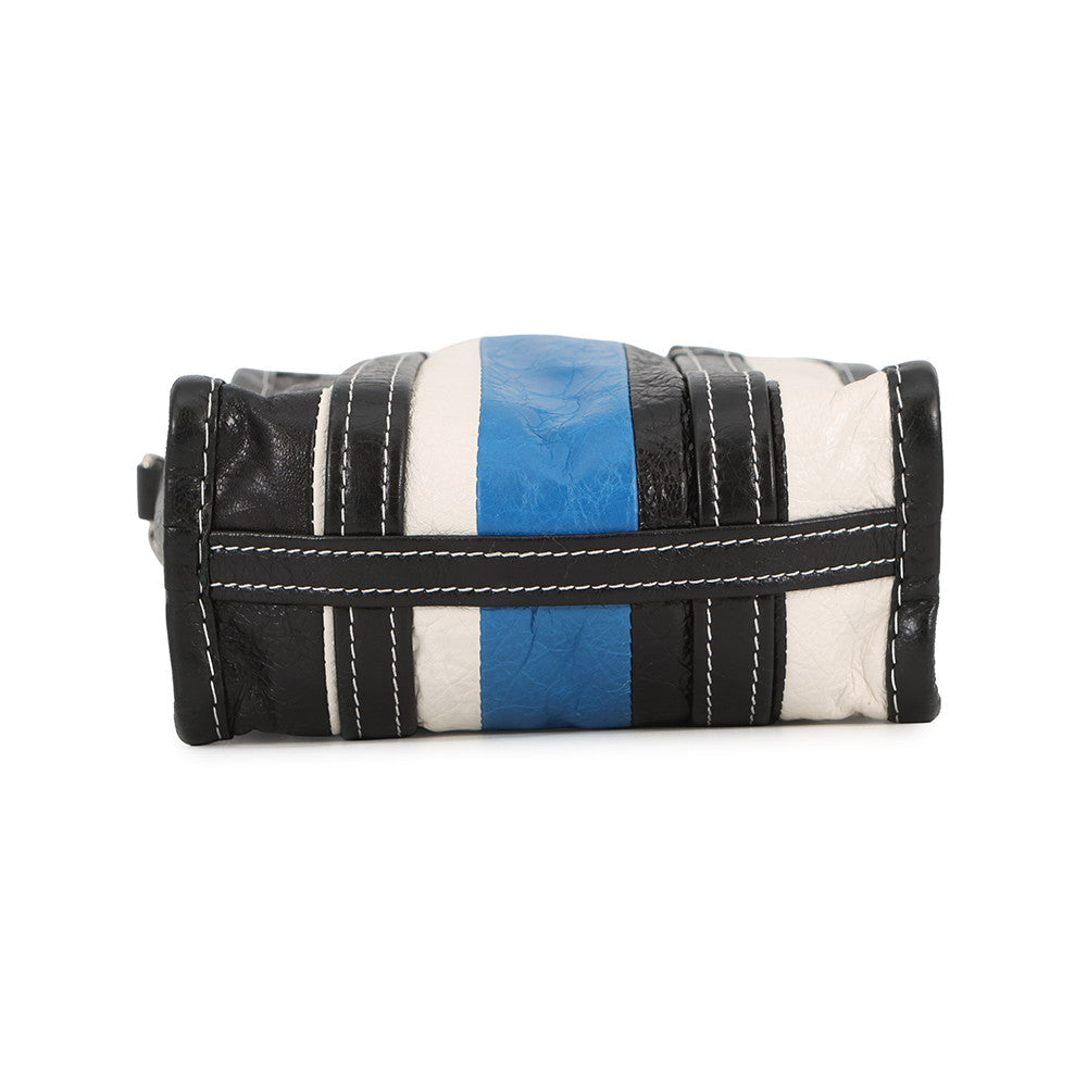 BALENCIAGA Bazar Shopper Black/White/Blue513988 Leather Size XXS