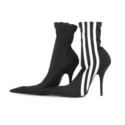 BALENCIAGA Adidas Collaboration Knife Booties Black/White724073 Polyester Size 37