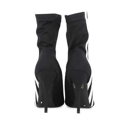 BALENCIAGA Adidas Collaboration Knife Booties Black/White724073 Polyester Size 37