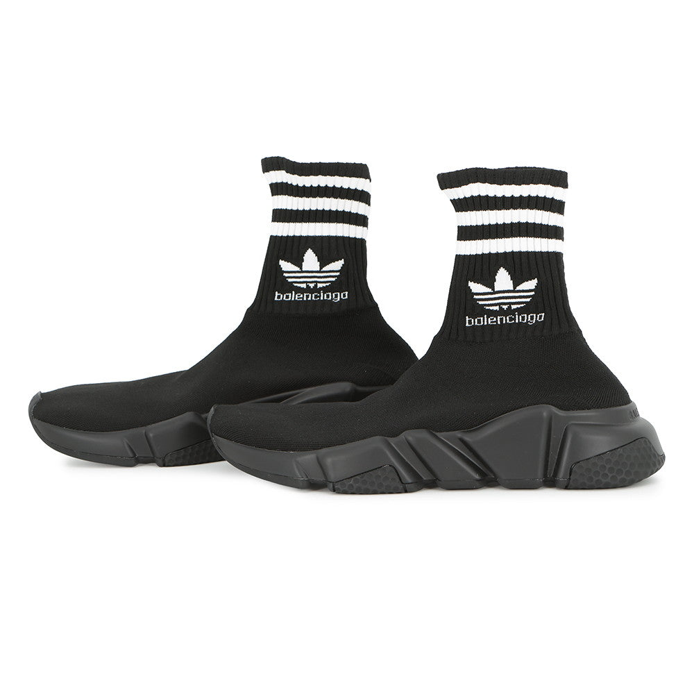 BALENCIAGA Adidas Collaboration Socks Sneakers Black/White717589 Cotton Size 35