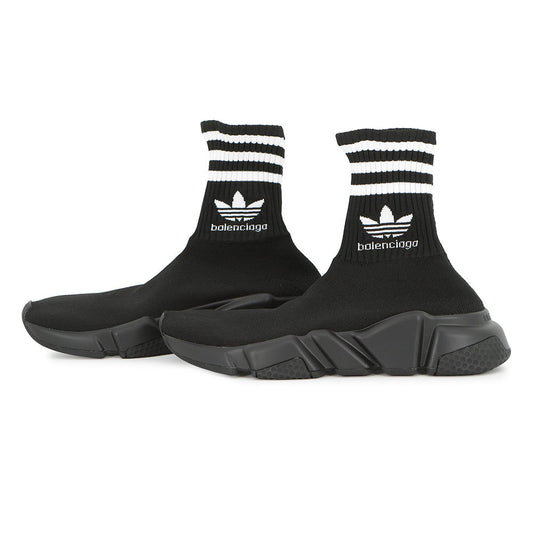 BALENCIAGA Adidas Collaboration Socks Sneakers Black/White717589 Cotton Size 35