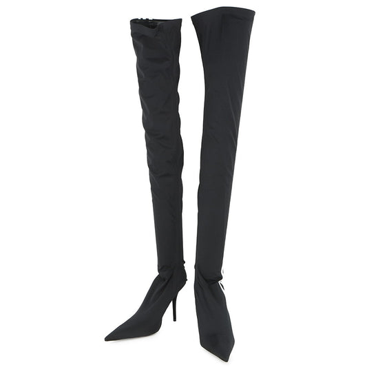BALENCIAGA Adidas collaboration Knife over-the-knee boots Black/White724074 Polyester Size 37