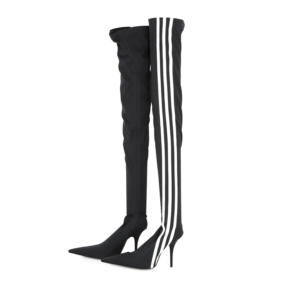 BALENCIAGA Adidas collaboration Knife over-the-knee boots Black/White724074 Polyester Size 37