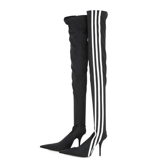 BALENCIAGA Adidas collaboration Knife over-the-knee boots Black/White724074 Polyester Size 37