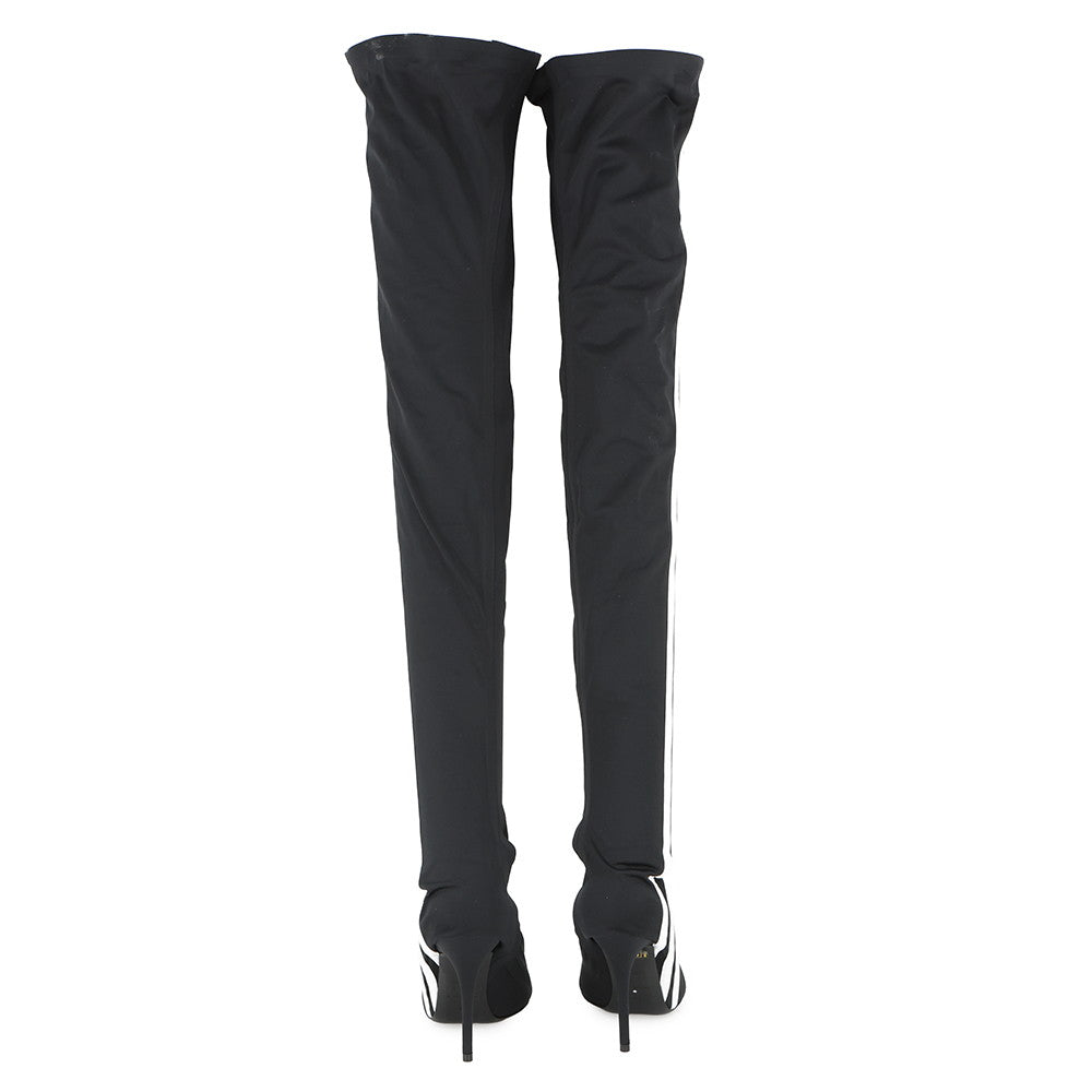 BALENCIAGA Adidas collaboration Knife over-the-knee boots Black/White724074 Polyester Size 37