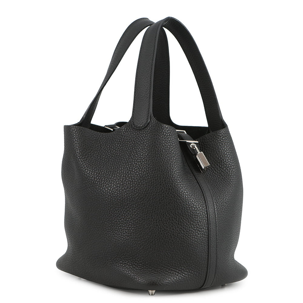 HERMES Picotin Lock Black Taurillon Clemence Size MM