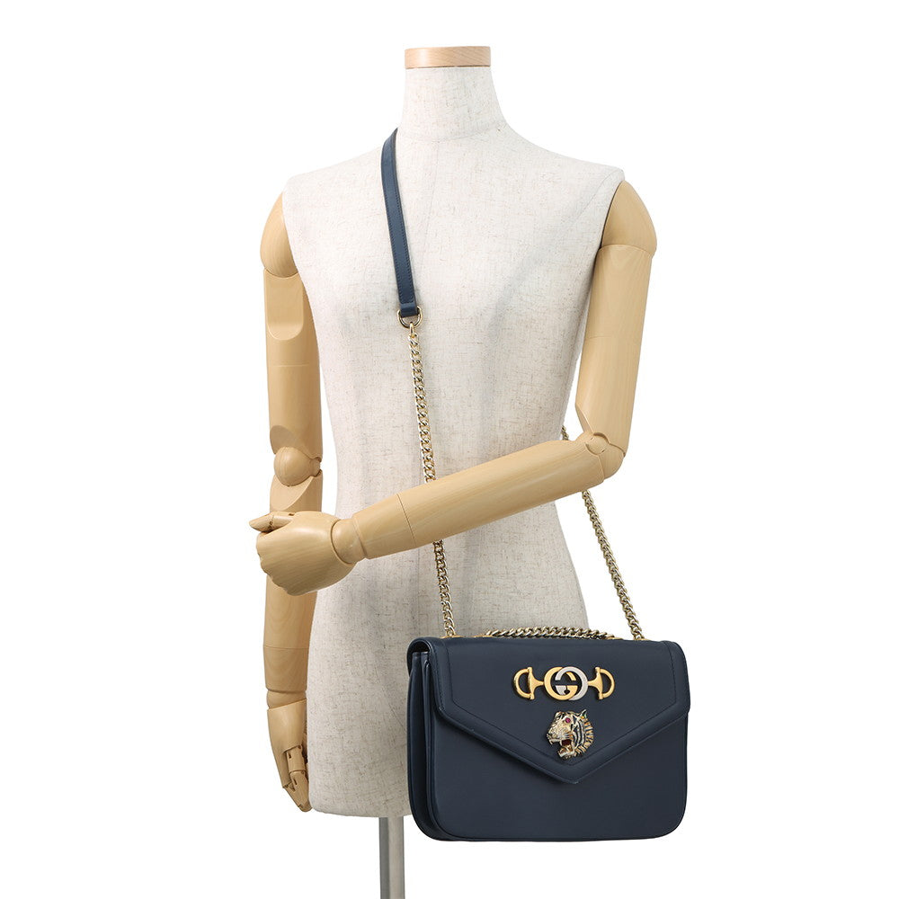 GUCCI Raja ChainShoulder Navy537241 Leather Size Medium