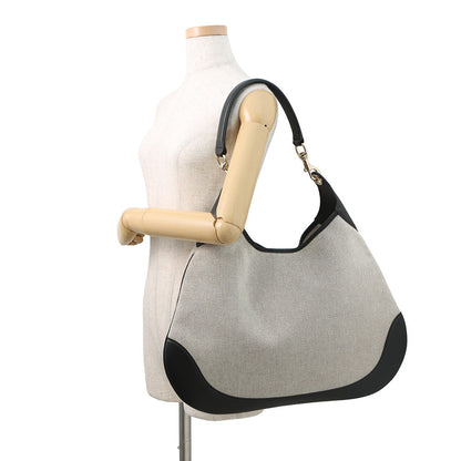 GUCCI one belt tote Beige/Black815924 Canvas Leather Size Medium