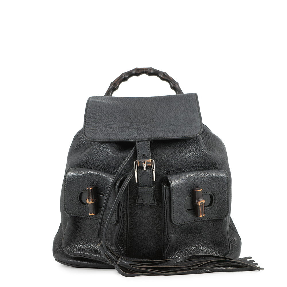 GUCCI Bamboo Backpack Black370833 Leather