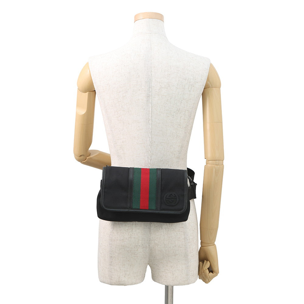 GUCCI Cherie line Crossbody Bag Black181064 Leather Canvas