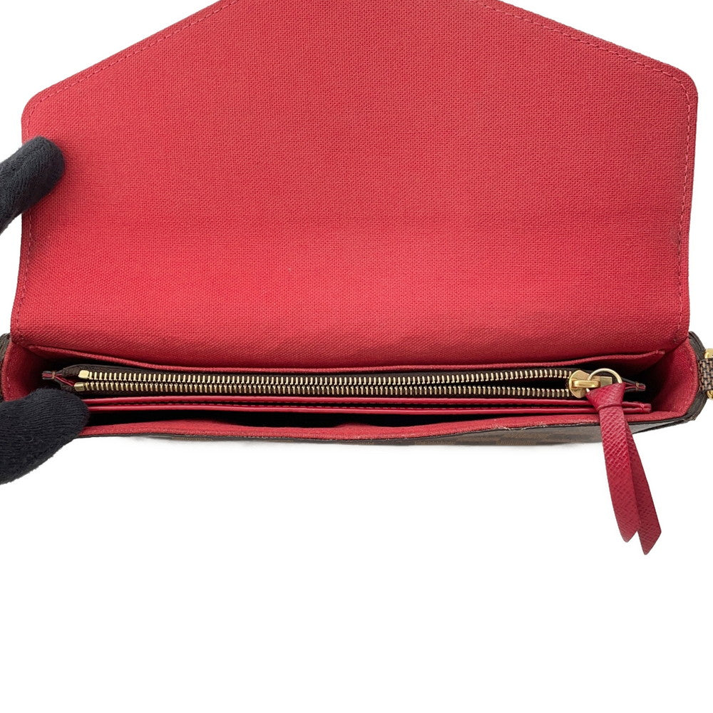 LOUIS VUITTON Felicie Pochette RedN40492 Damier Ebene Canvas