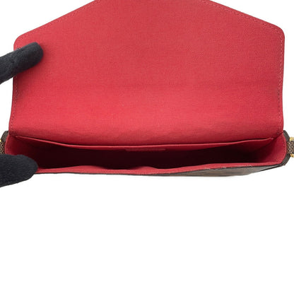 LOUIS VUITTON Felicie Pochette RedN40492 Damier Ebene Canvas