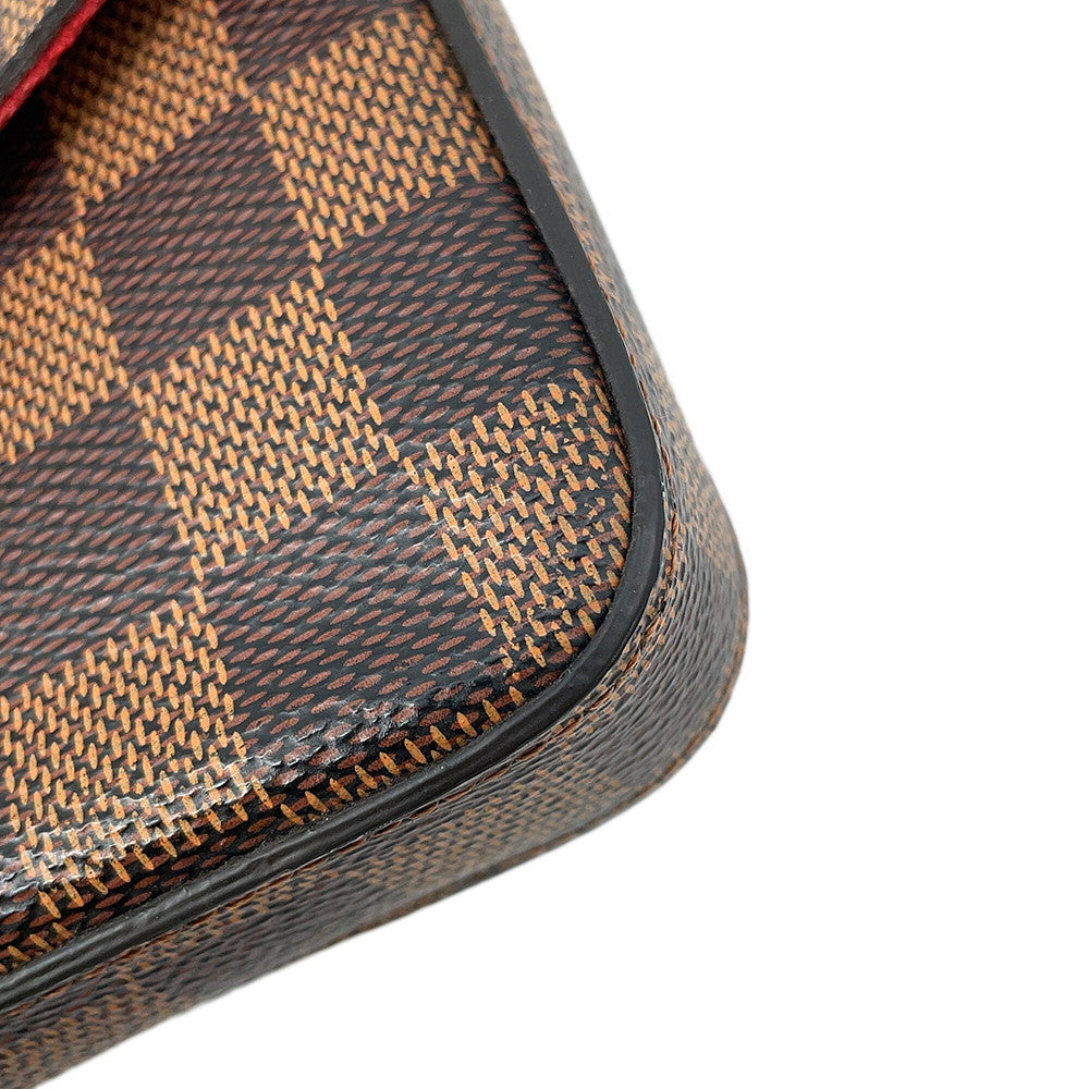 LOUIS VUITTON Felicie Pochette RedN40492 Damier Ebene Canvas