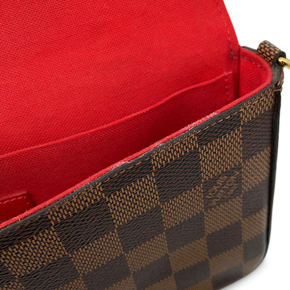 LOUIS VUITTON Felicie Pochette RedN40492 Damier Ebene Canvas