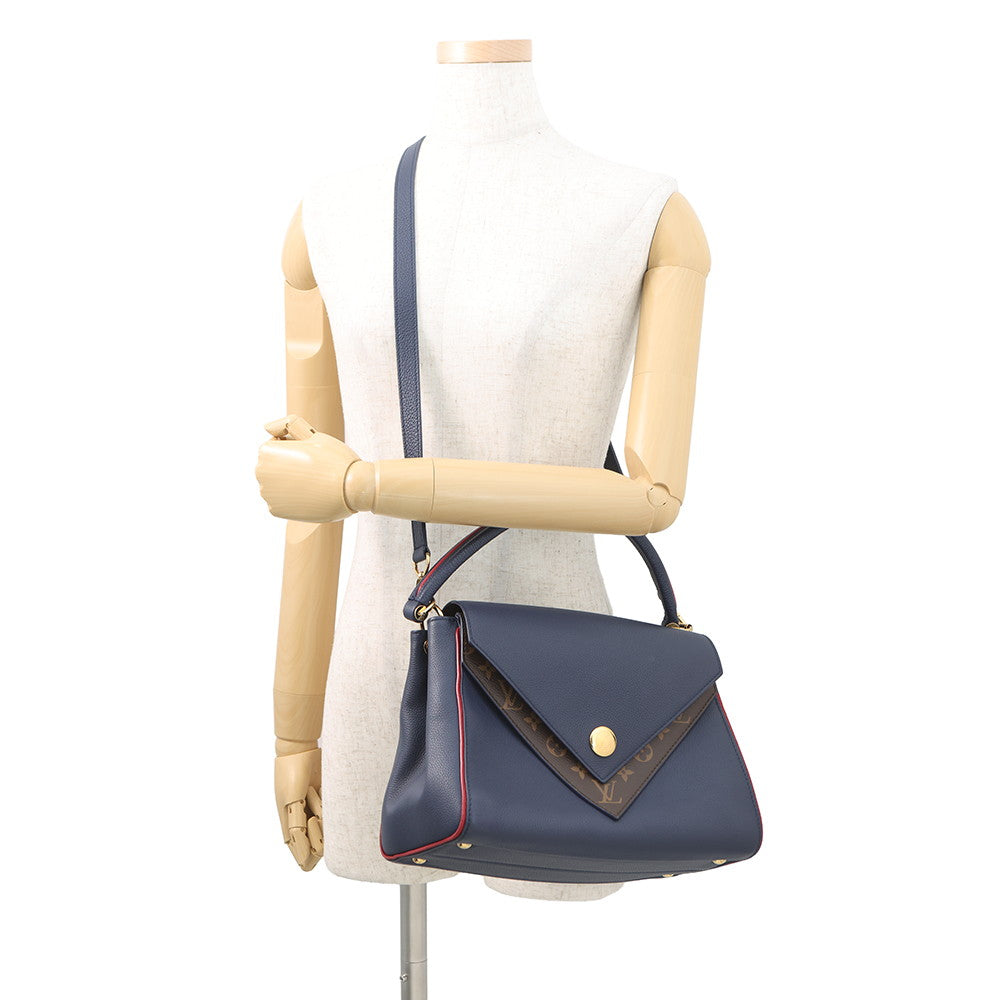 LOUIS VUITTON Double V Blue MarineM55022 Calf Leather Monogram