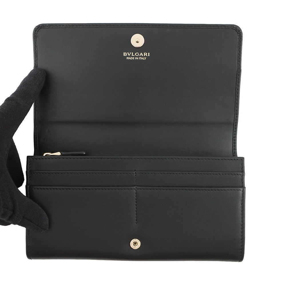 BVLGARI BVLGARIBVLGARI Long Wallet Black284691 Leather