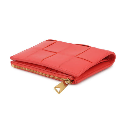 Bottega Veneta Maxi INTRECCIATO Cassette Bi-fold Wallet Orange Leather