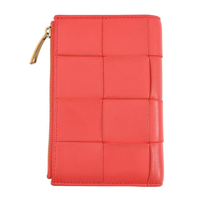 Bottega Veneta Maxi INTRECCIATO Cassette Bi-fold Wallet Orange Leather